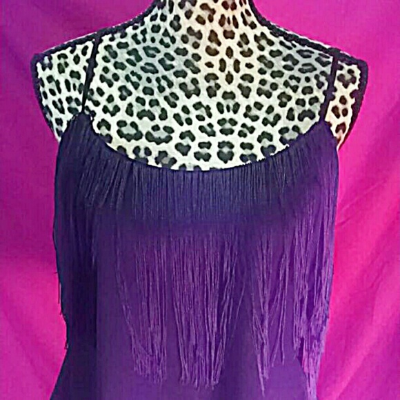 Ahhhsome Black Wetseal Top with Shimmy Tassels! - Picture 2 of 4